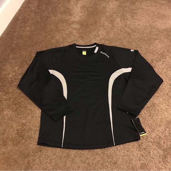 NWT   Diadora Mens Black Sporty Embroidered Crewneck Logo Sweatshirt Large - Picture 1 of 6